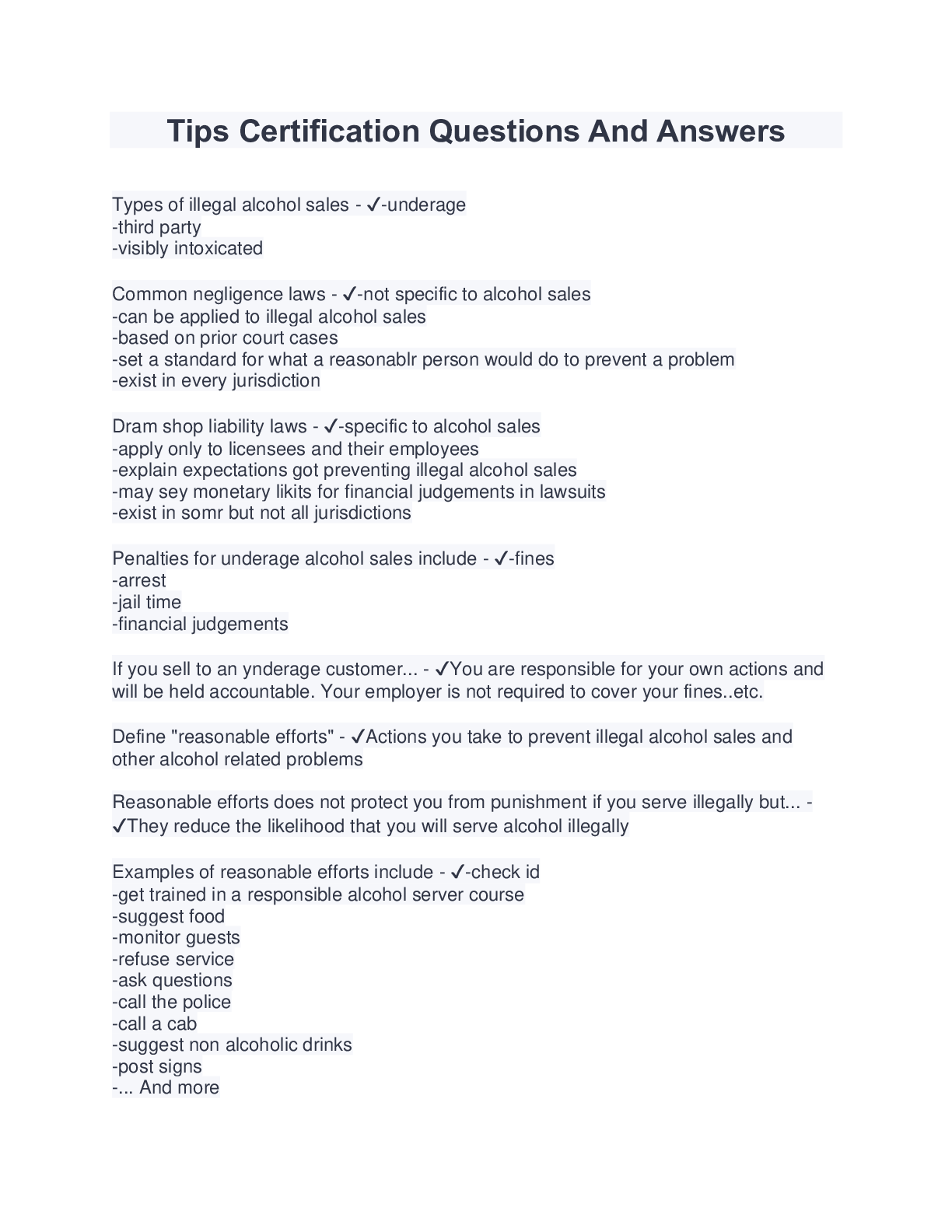 Preview image for Tips Certification Questions And Answers (Latest 2023/2024) Complete Solution